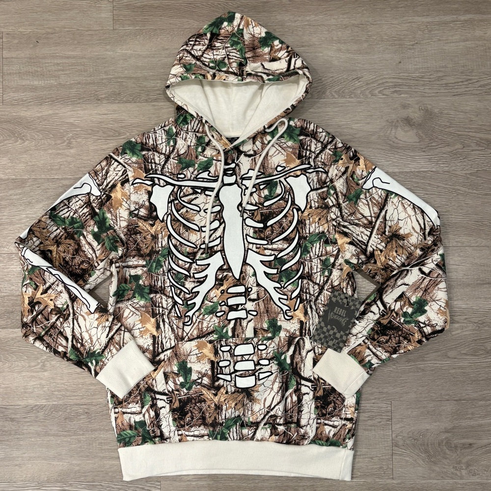 Rebel Vengeance Camo Skeleton Print Hoodie